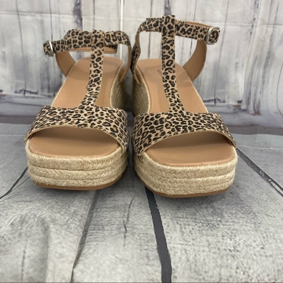 Lucky Brand T-Strap Espadrille Platform Sandals Suede Upper Animal Size 9.5M - Picture 7 of 12